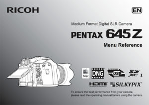Pentax 645Z Menu Reference